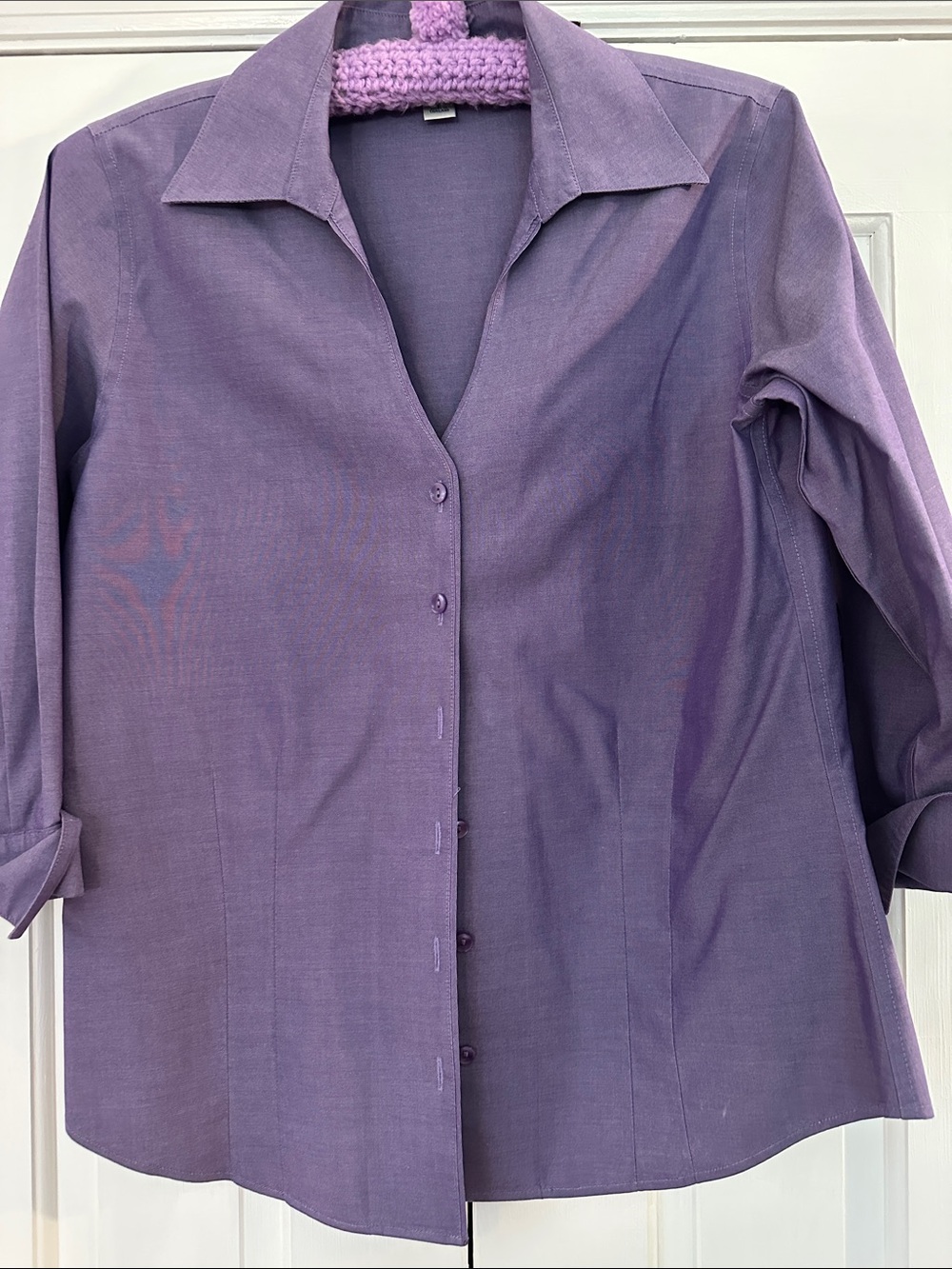 Coldwater Creek Purple Button-Front Women's 3/4 Sleeve Shirt